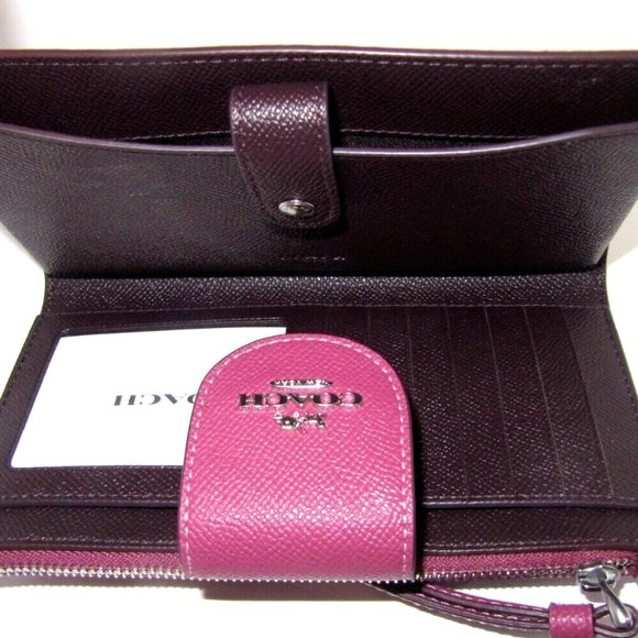Coach C2869 Light Raspberry Large Phone Tech Leather Wallet With Wrist Strap NWT - Picture 1 of 4